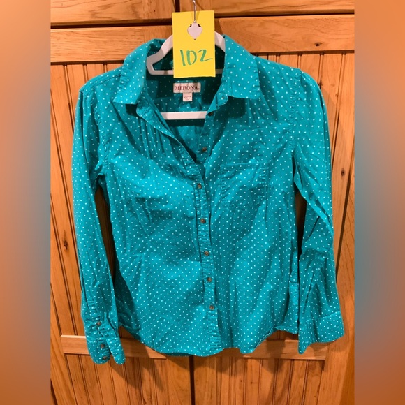 Merona Tops - Merona Turquoise Polka Dot Button-Down Shirt